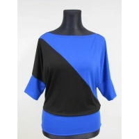 Bluzka Aga dwukolorowe kimono asymetryczne czarny/chaber